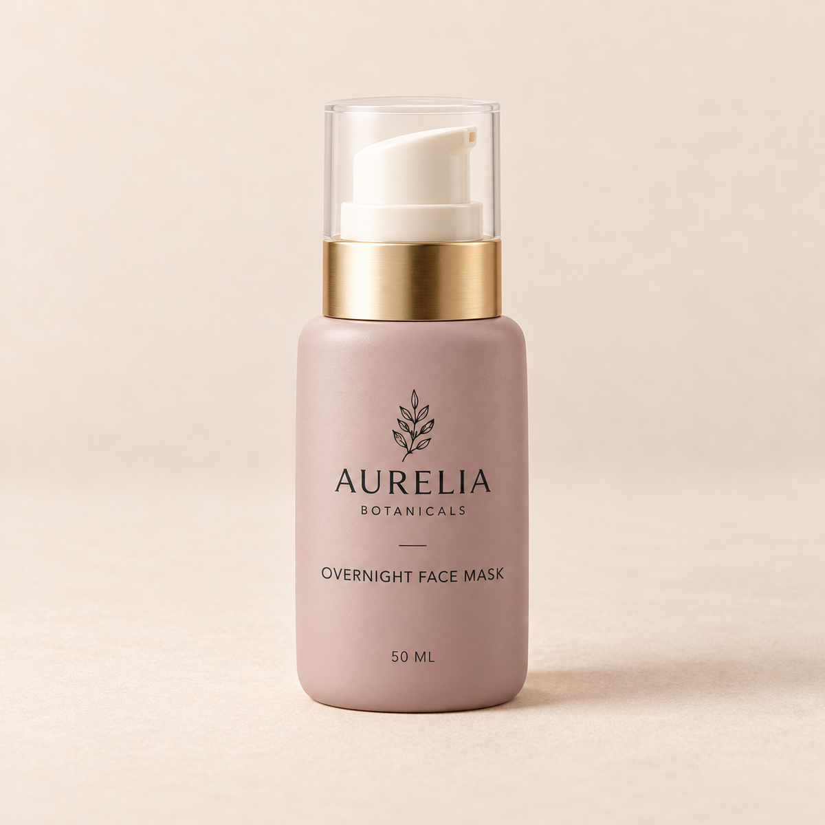 Aurelia Botanicals Overnight Face Mask, 50 ml, on a warm beige background.